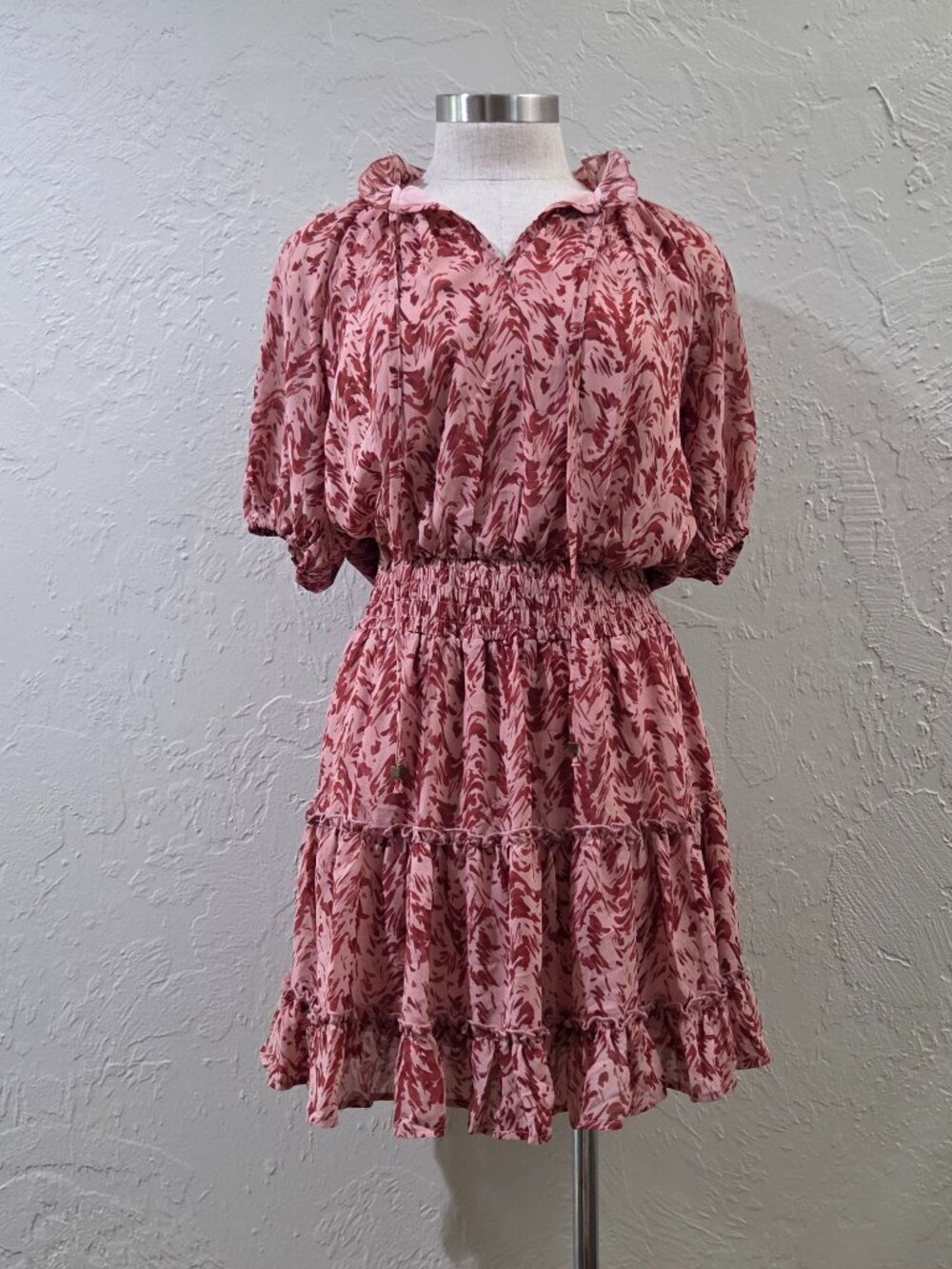 Ruffled Tiered Dress With‎ Puff Sleeves